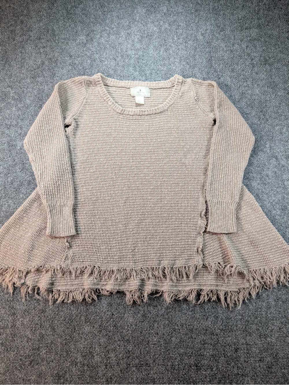Ruby Moon Anthropologie Womens Small Beige Tunic Sweater Waffle Knit Thermal